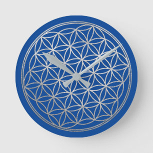 Silvery Flower of Life Pattern on Any Color Ronde Klok