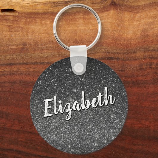 Silvery Gray Personalized Name Sleutelhanger (Voorkant)