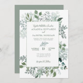 Silvery Green Eucalyptus Wedding Kaart (Voorkant / Achterkant)