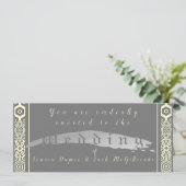 Silvery Grey en Tegel-font Wedding Invitation Kaart (Staand voorkant)