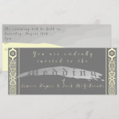 Silvery Grey en Tegel-font Wedding Invitation Kaart (Voorkant / Achterkant)