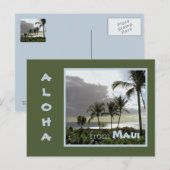 SILVERY MOONLIGHT & PALM TREES/MAUI BRIEFKAART (Voorkant / Achterkant)