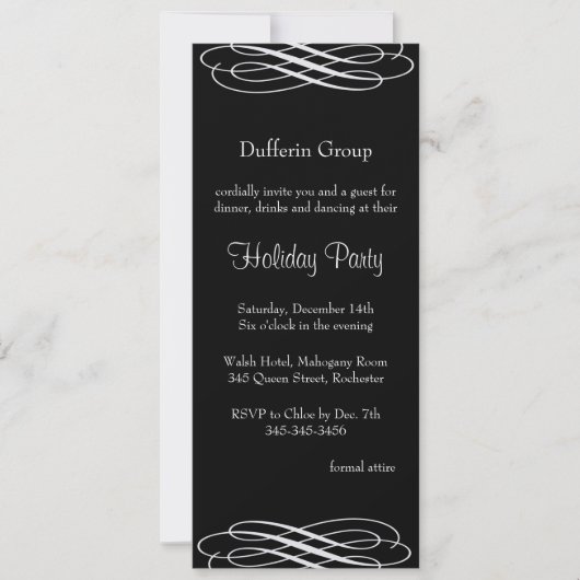 Silvery Ribbons Fête Invitation (Devant)