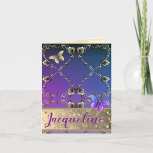 Silvery Rozen met naam Greeting Notitiekaartje