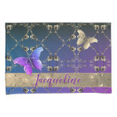 Silvery Rozen Paarse gradiënt w/naam Kussensloop (Voorkant-Rechts)