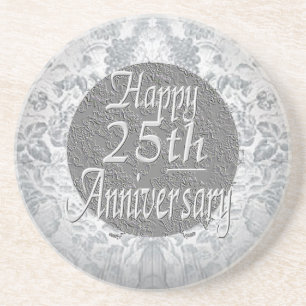 Silvery-Silver 25th Jubileum Zandsteen Onderzetter