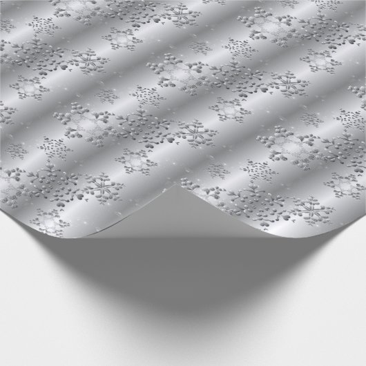 Silvery Snowflakes Cadeaupapier (Hoek)