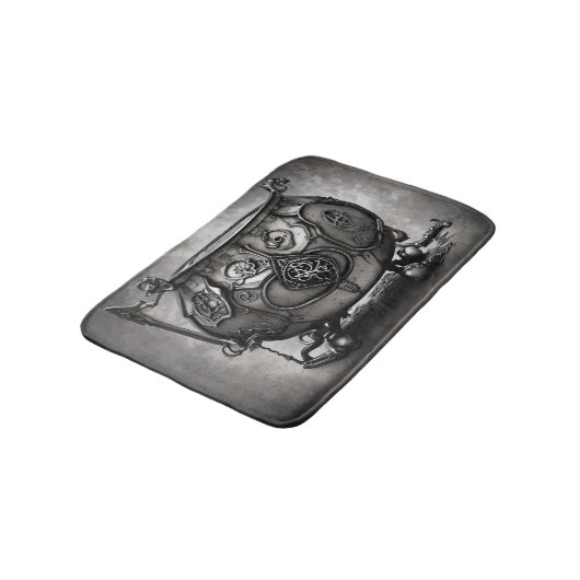 Silvery Steampunk Cauldron met  Magic Sigil Badmat (Gekanteld)