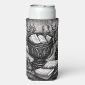 Silvery Steampunk Cauldron Spellbooks and Potions (Seltzer Achterkant)