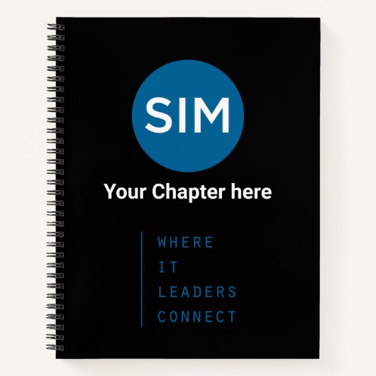 SIM in het Blauwgroen op zwart Notitieboek (Voorkant)