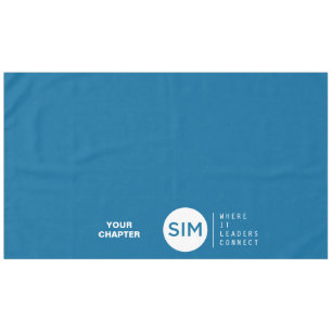 SIM-Logo en Tagline op Blauwgroen Tafelkleed