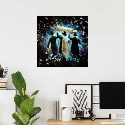 Simchat Torah Dansend met Scroll Canvas Art Print (Thuiskantoor)