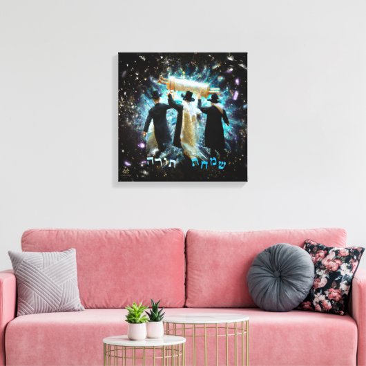 Simchat Torah Dansend met Scroll Canvas Art Print (Insitu (Woonkamer))