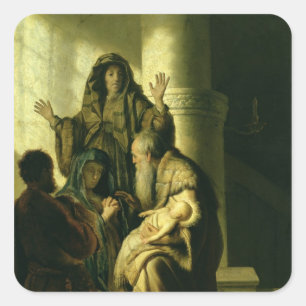 Simeon and Hannah in the Temple, c.1627 Vierkante Sticker