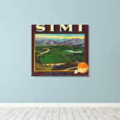 Simi Oranje LabelSanta Susana, CA Canvas Afdruk (Insitu (Houten vloer))