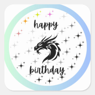 Simmi mode Black Dragon Stars Happy Birthday Vierkante Sticker