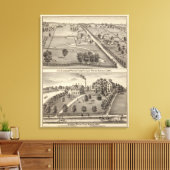 Simmon's Prairie Boerderij, Kenosha Water Cure Canvas Afdruk (Insitu (Woonkamer))