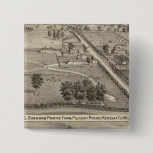 Simmon's Prairie Boerderij, Kenosha Water Cure Vierkante Button 5,1 Cm