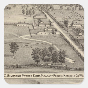 Simmon's Prairie Boerderij, Kenosha Water Cure Vierkante Sticker