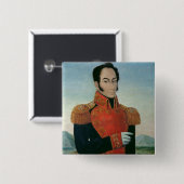 Simon Bolivar Vierkante Button 5,1 Cm (Voorkant /achterkant)