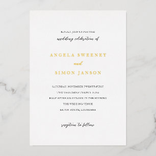 Simon Simple Elegant Wedding Folie Uitnodiging