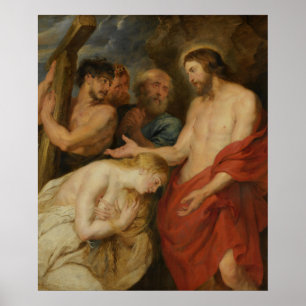 Simon van Cyrene draagt het kruis Poster