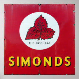 Simonds Beer, enamel-teken. Poster