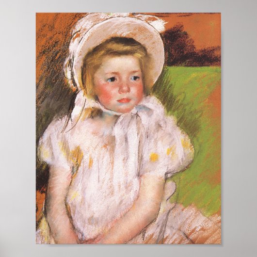 Simone in een Witte Bonnet | Mary Cassatt Poster (Voorkant)