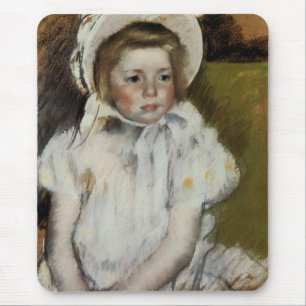Simone in een Witte Bonnet Muismat