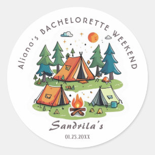 Simpel Camping Weekend Meidenfeest Ronde Sticker