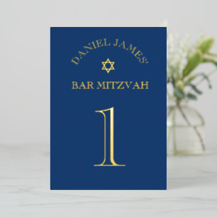 Simpel Elegante Ster Bar Mitswa Tafel Nummerkaart Folie Uitnodiging