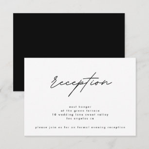 Simpel Elegante Zwarte Witte Trouwreceptie Uitnodi Kaart