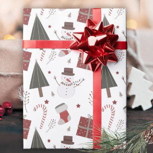 Simpel Klassiek Landelijk Kerstmis Nostalgisch Cadeaupapier