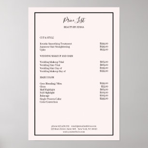 Simpel Lightroze Black Price List Poster