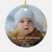 Simpel Mijn Eerste Kerst Baby Foto Keramisch Ornament (Achterkant)