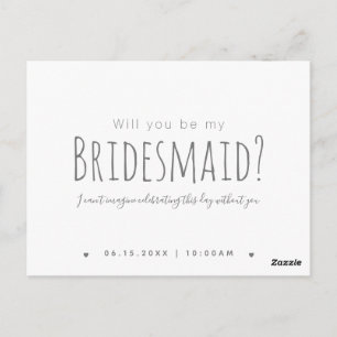 Simpel modern zal je mijn bruidsmeisje voorstel briefkaart