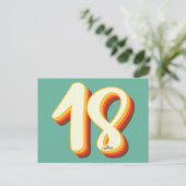 Simpel Moderne Retro Groovy Achttiende 18e Verjaar Briefkaart (Staand voorkant)