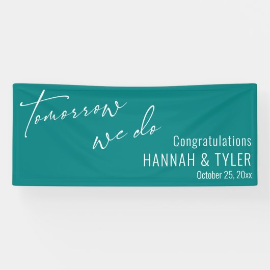 Simpel Morgen doen we repetitie diner Blauwgroen Spandoek (Horizontaal)