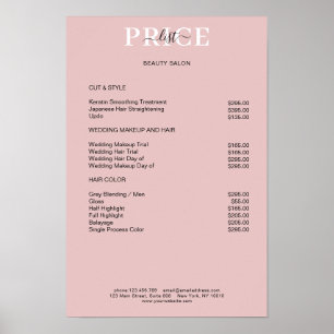 Simpel Pimk Blush Price List Poster