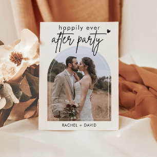 Simpel We Eloperen Boog Foto Bruiloftsreceptie Kaart