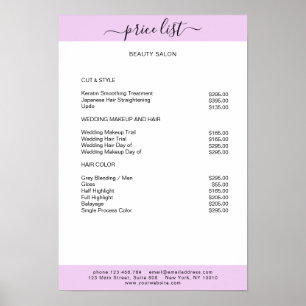 Simpel White Paars Price List Poster