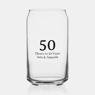 Simpele gepersonaliseerde 50ste verjaardag blikvorm glas