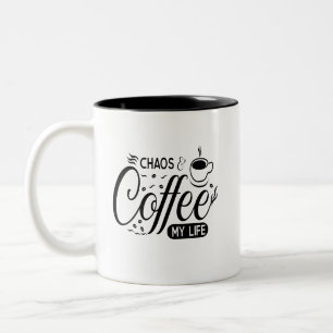 Simpele Humor Ochtend Chaos Koffie Mijn Leven Vet Tweekleurige Koffiemok