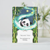 Simpele Pastel Magische Panda Verjaardag Bedankkaart (Staand voorkant)