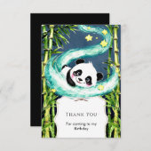Simpele Pastel Magische Panda Verjaardag Bedankkaart (Voorkant / Achterkant)