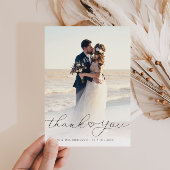 simpele script newlyweds bruiloft foto bedankkaart