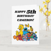 Simpele Sesamstraat Vrienden 1e Verjaardag Kaart (Gele Bloem)