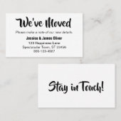 Simpele vette typografie "We hebben verplaatst" Ka Visitekaartje (Voorkant / Achterkant)