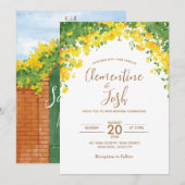 Simpele waterverf trouwkaart kaart (Voorkant / Achterkant)