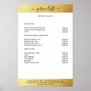 Simpele White Gold Prijslijst Poster